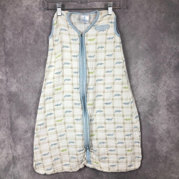 Halo Sleep Sack Medium 6-12 Months Alligator Crocodile Pattern Cream Blue Green - Picture 1 of 10